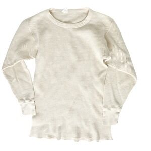 Vintage 90s ARC'Tex Thermal Waffle Knit Long Sleeve Top Ivory M 38–40